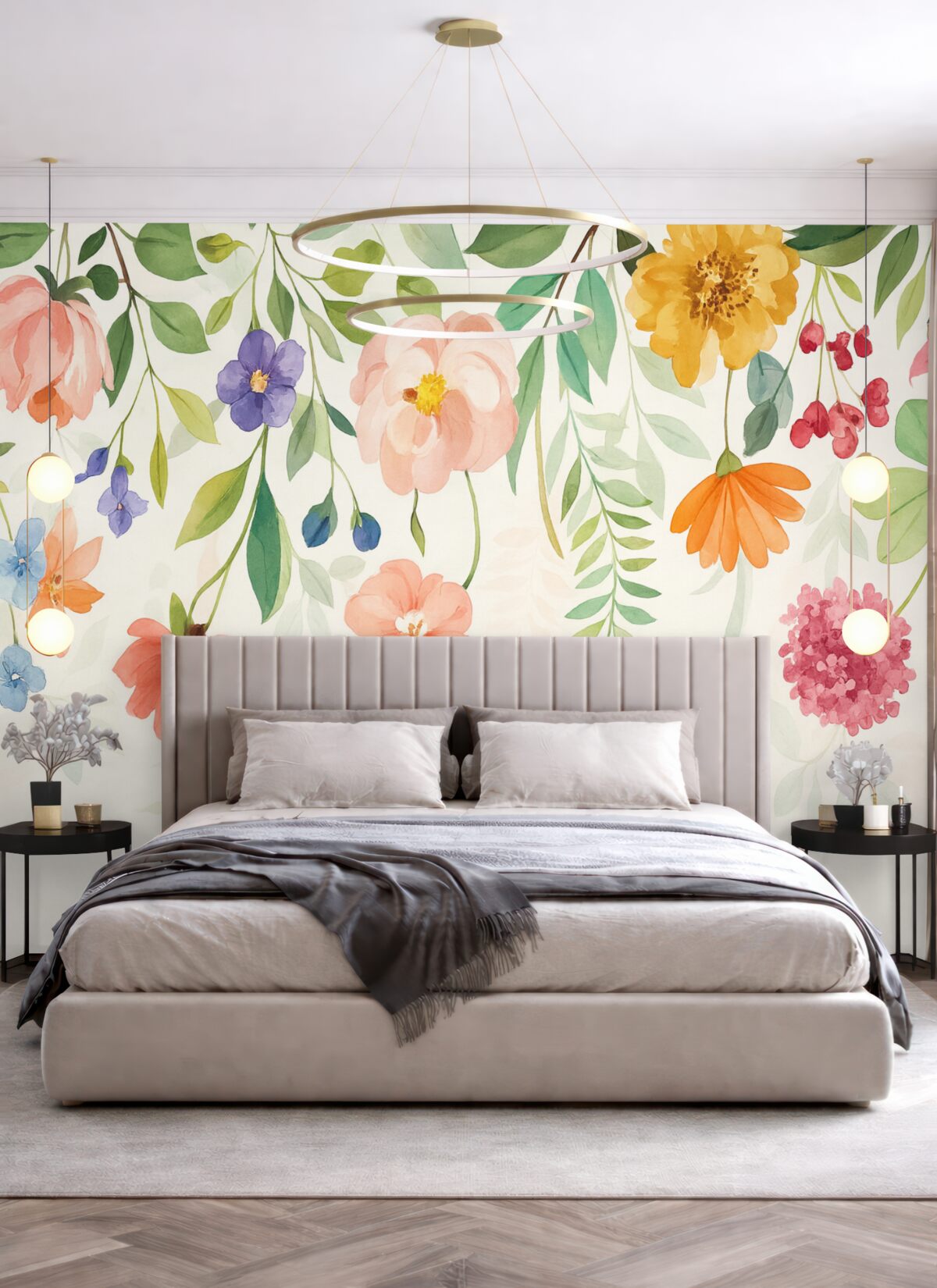 Fototapeta jasne, kolorowe rośliny i liście na szczycie