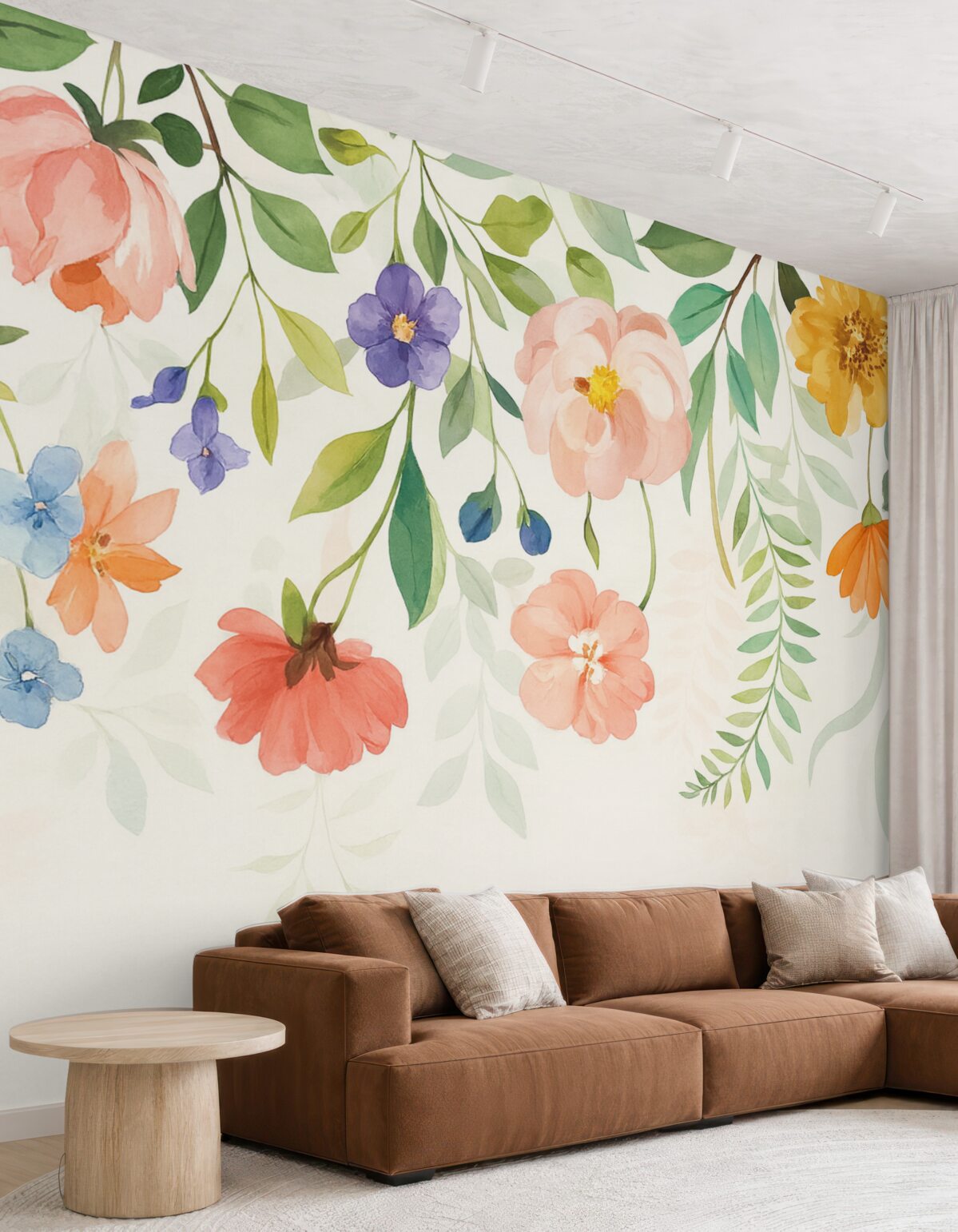 Fototapeta jasne, kolorowe rośliny i liście na szczycie