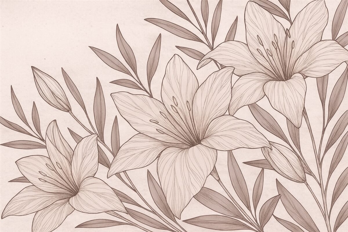 Fototapeta wielkie malowane różowe kwiaty lilii