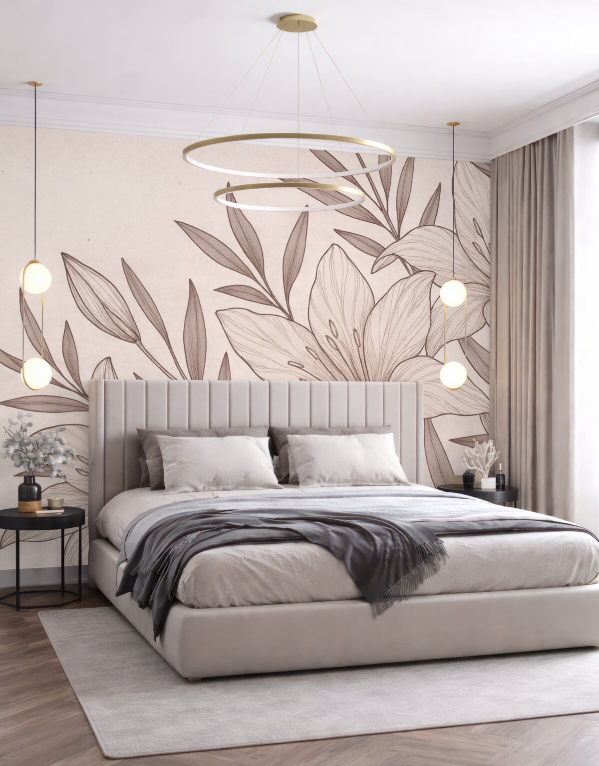 Fototapeta wielkie malowane różowe kwiaty lilii