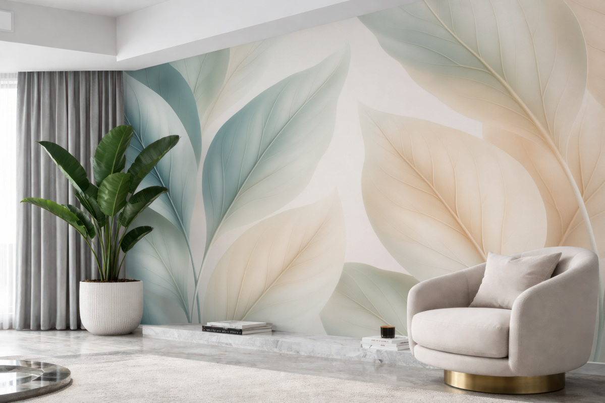 Fototapeta Abstrakcyjne liście w stonowanych odcieniach.