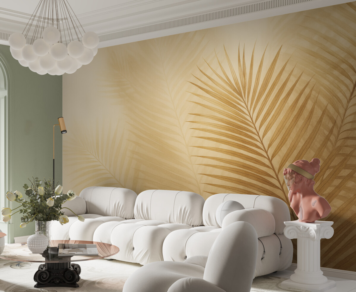 Fototapeta Liście palmowe w retro stylu.