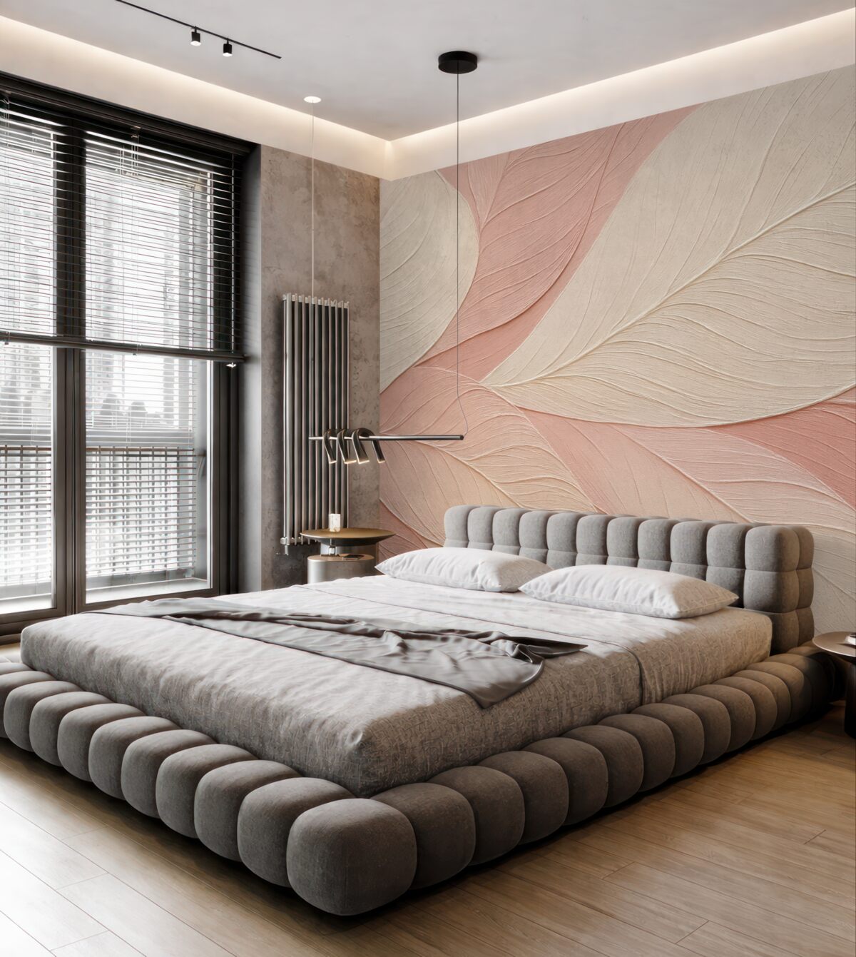 Fototapeta Abstrakcyjne różowe liście z bliska.