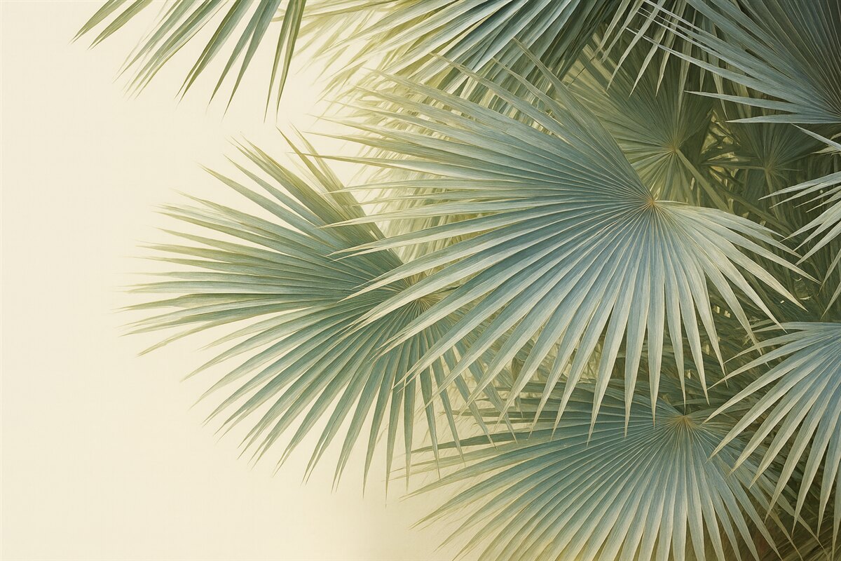 Fototapeta Wielkie liście palmowe, tonacje zieleni.