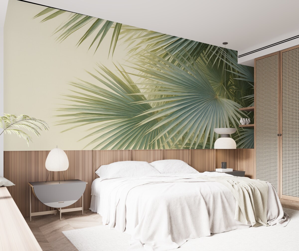 Fototapeta Wielkie liście palmowe, tonacje zieleni.