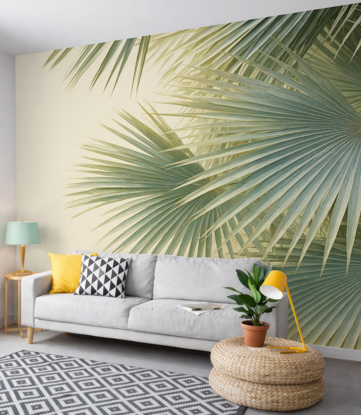 Fototapeta Wielkie liście palmowe, tonacje zieleni.