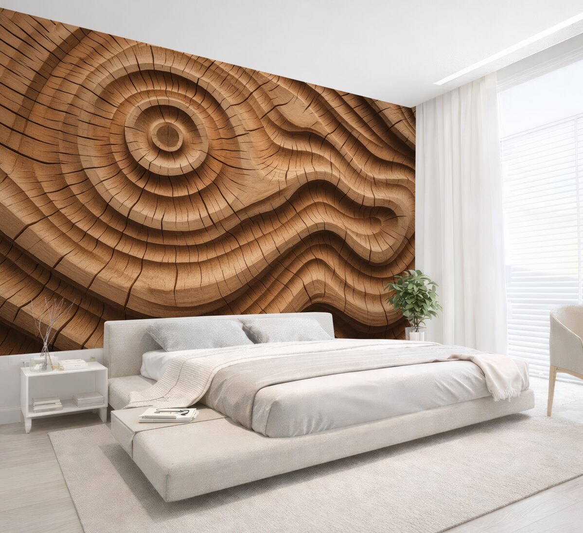 Fototapeta Abstrakcyjny motyw z nawiązaniem do słojów drewna.