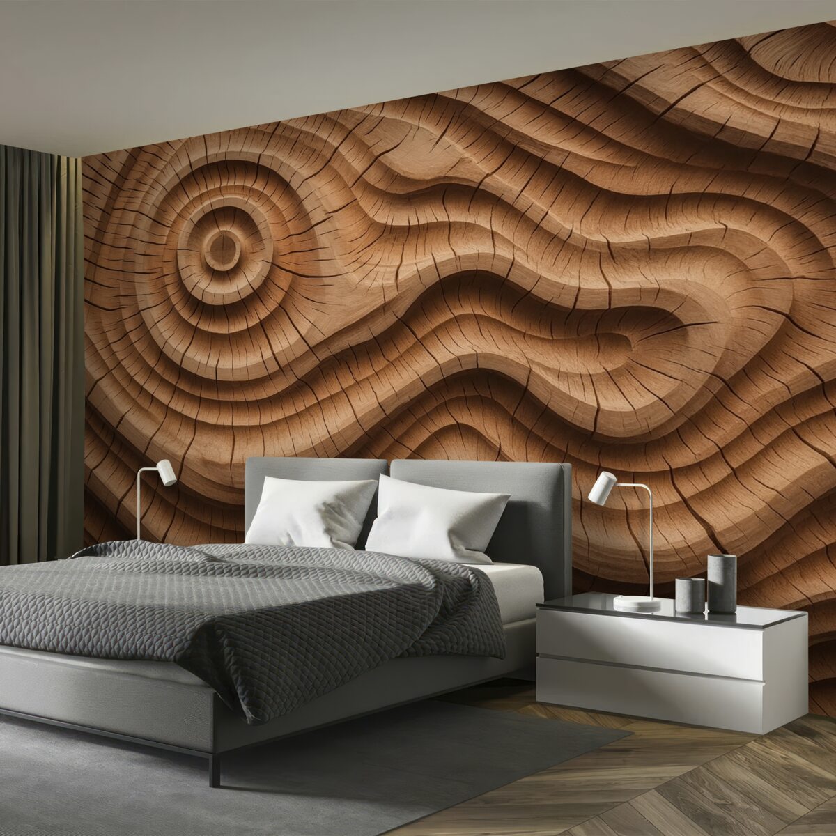 Fototapeta Abstrakcyjny motyw z nawiązaniem do słojów drewna.