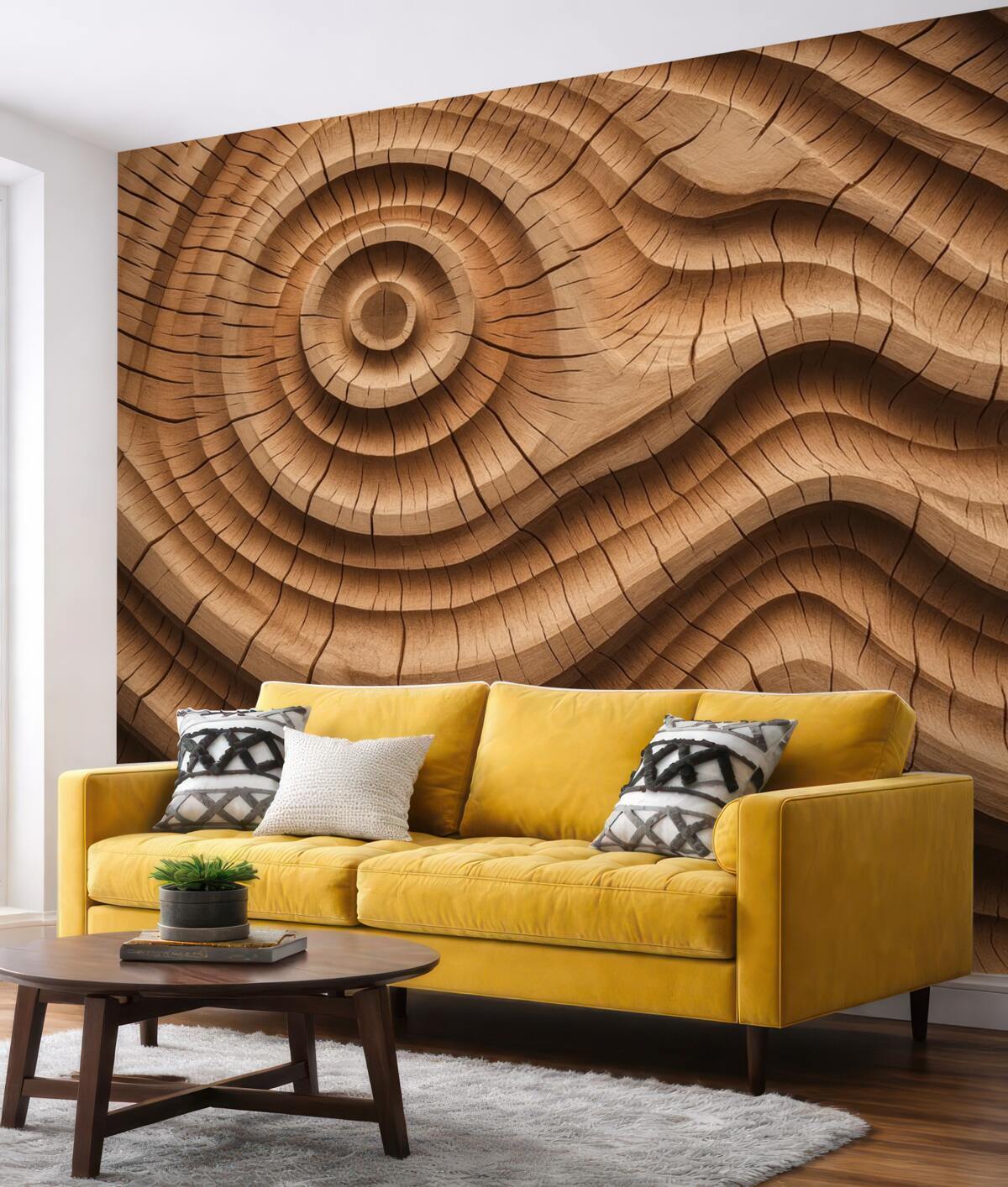 Fototapeta Abstrakcyjny motyw z nawiązaniem do słojów drewna.