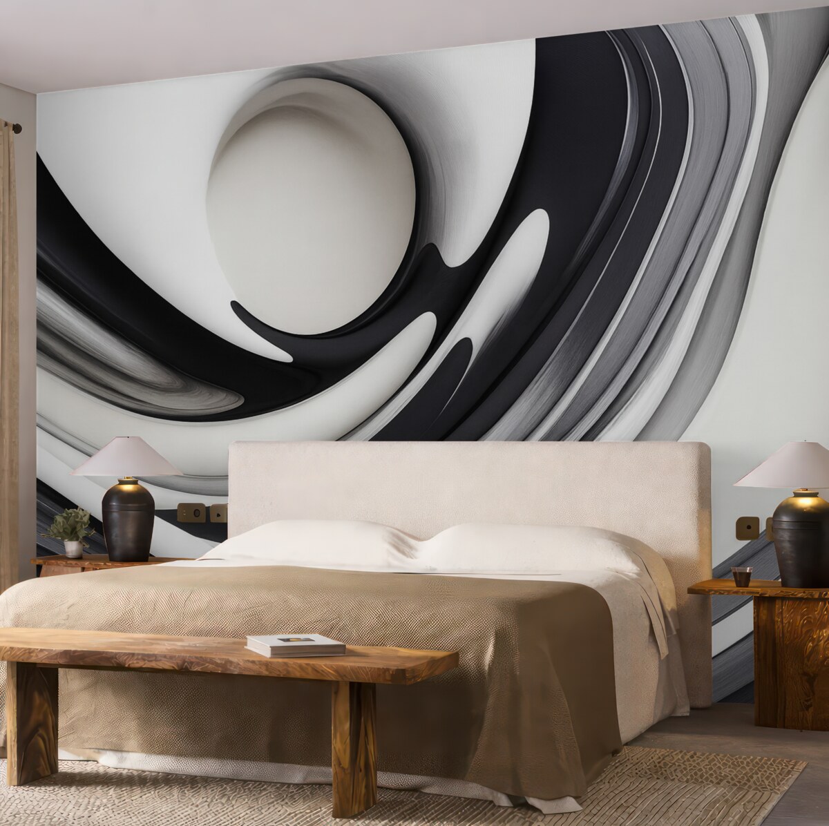 Fototapeta Płynna abstrakcyjna forma 3D na monochromatycznym tle.