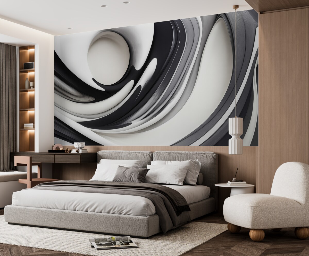 Fototapeta Płynna abstrakcyjna forma 3D na monochromatycznym tle.