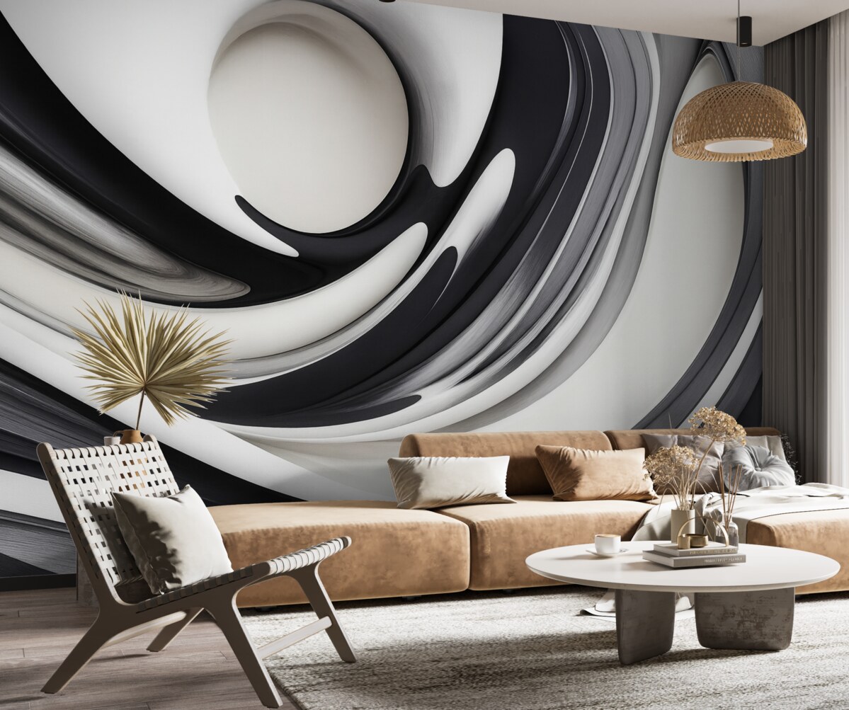 Fototapeta Płynna abstrakcyjna forma 3D na monochromatycznym tle.