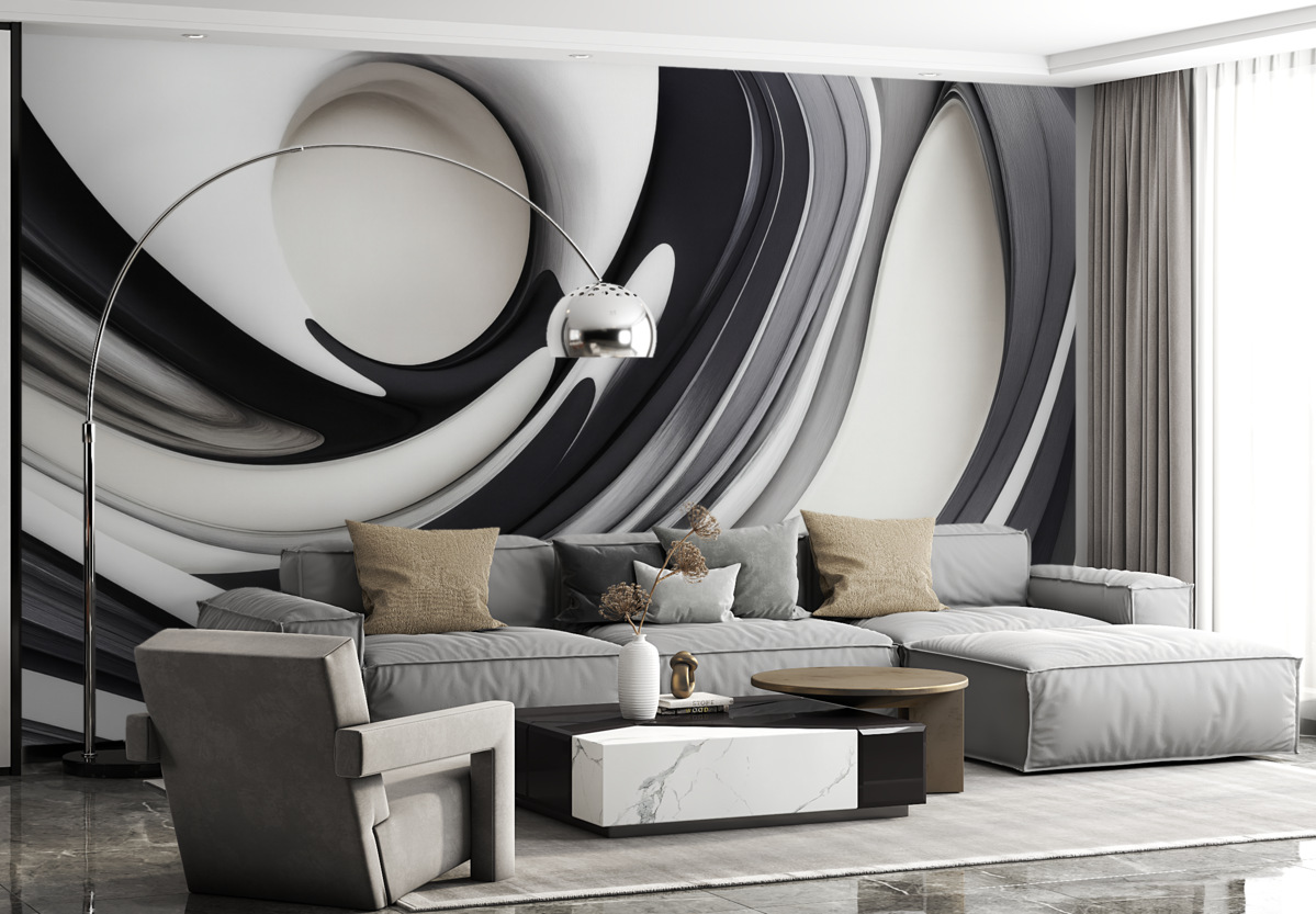 Fototapeta Płynna abstrakcyjna forma 3D na monochromatycznym tle.