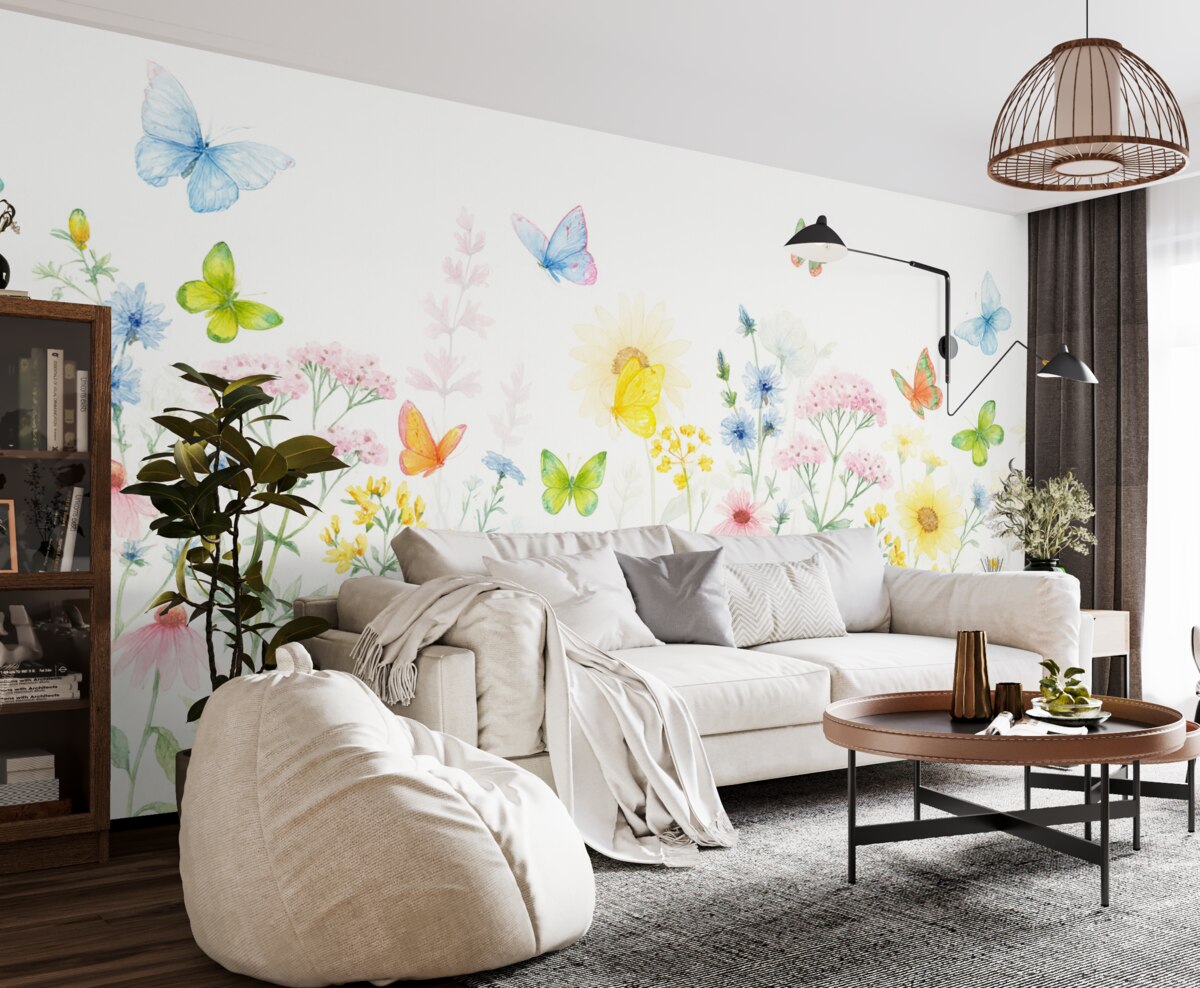 Fototapeta Wielobarwne kwiaty, rośliny oraz owady.