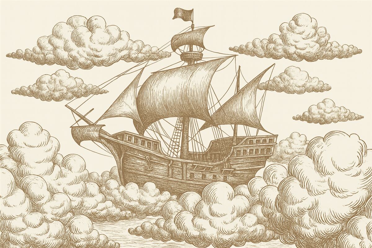 Fototapeta Okręt w obłokach.