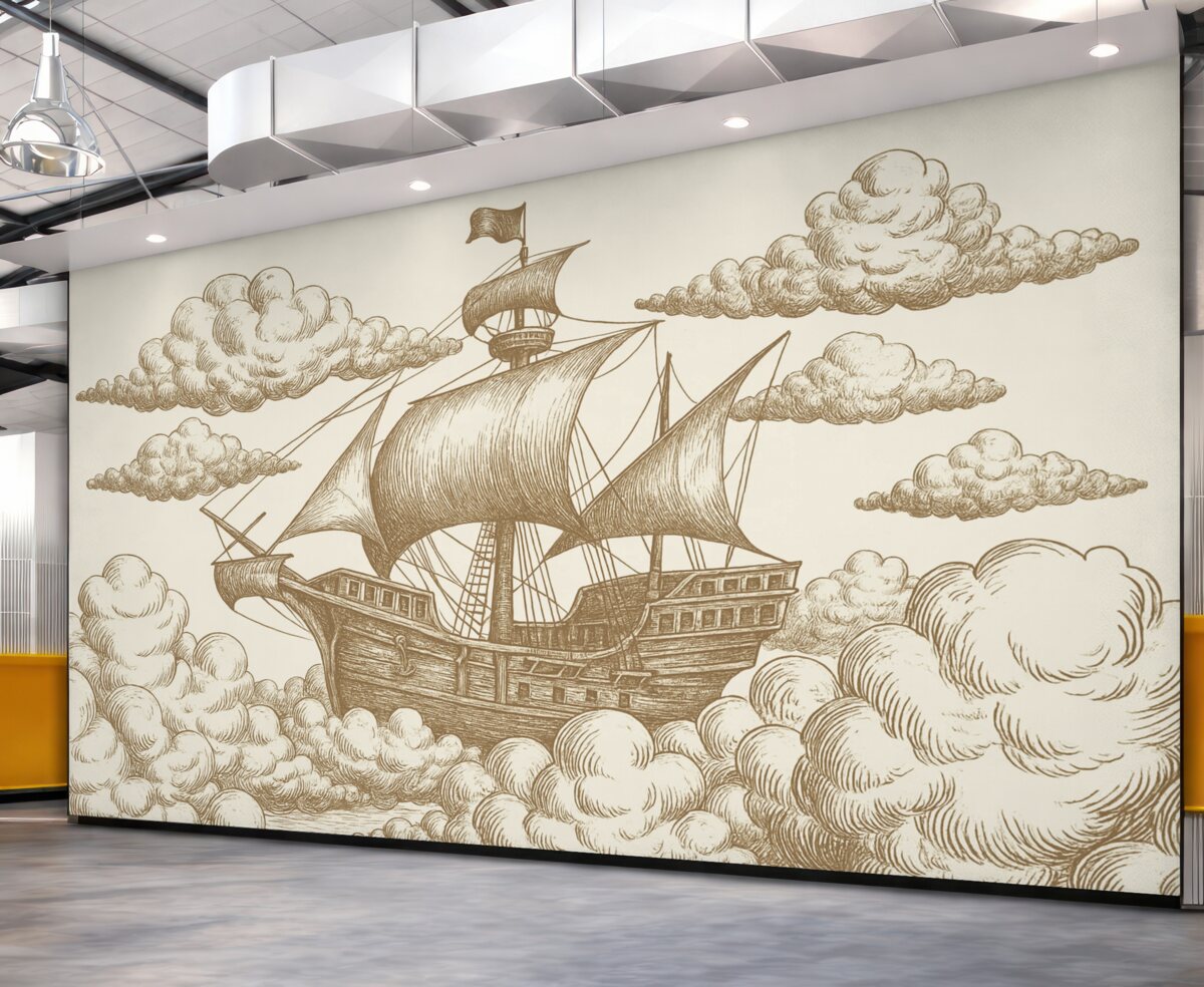 Fototapeta Okręt w obłokach.