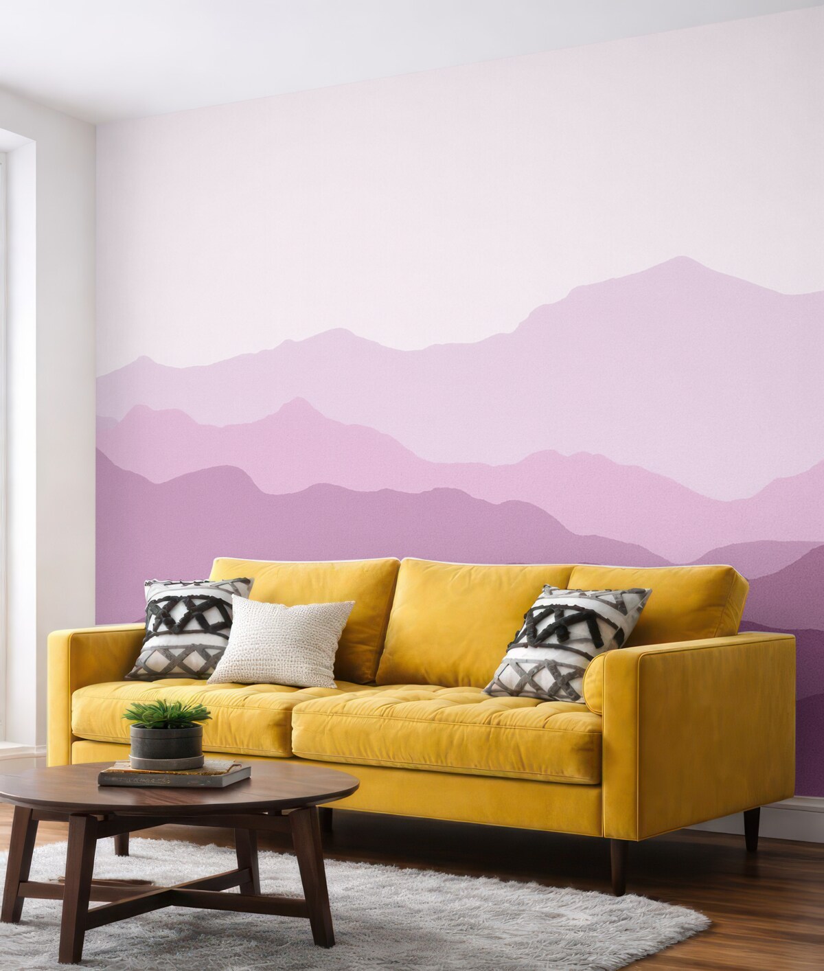 Fototapeta Wielokolorowa góra w barwach fioletu i różu.