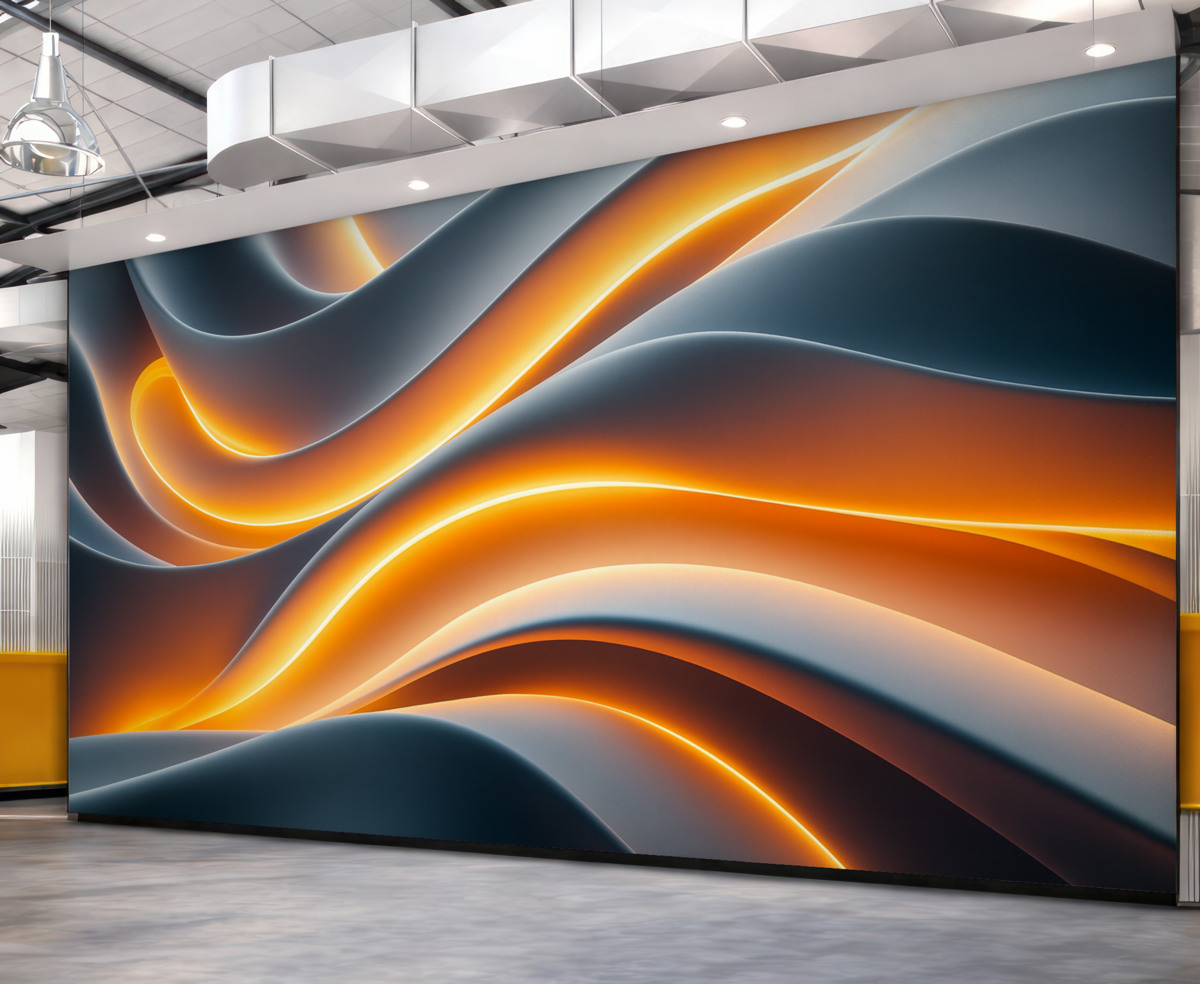 Fototapeta Szare fale z naśladowaniem żółtych refleksów świetlnych.