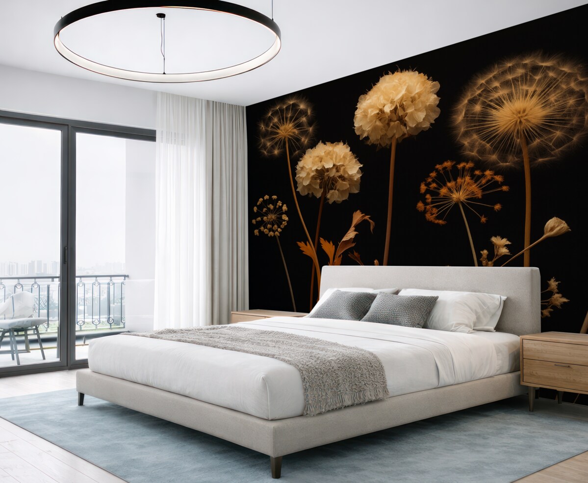 Fototapeta Mlecze na tle w ciemnym kolorze.