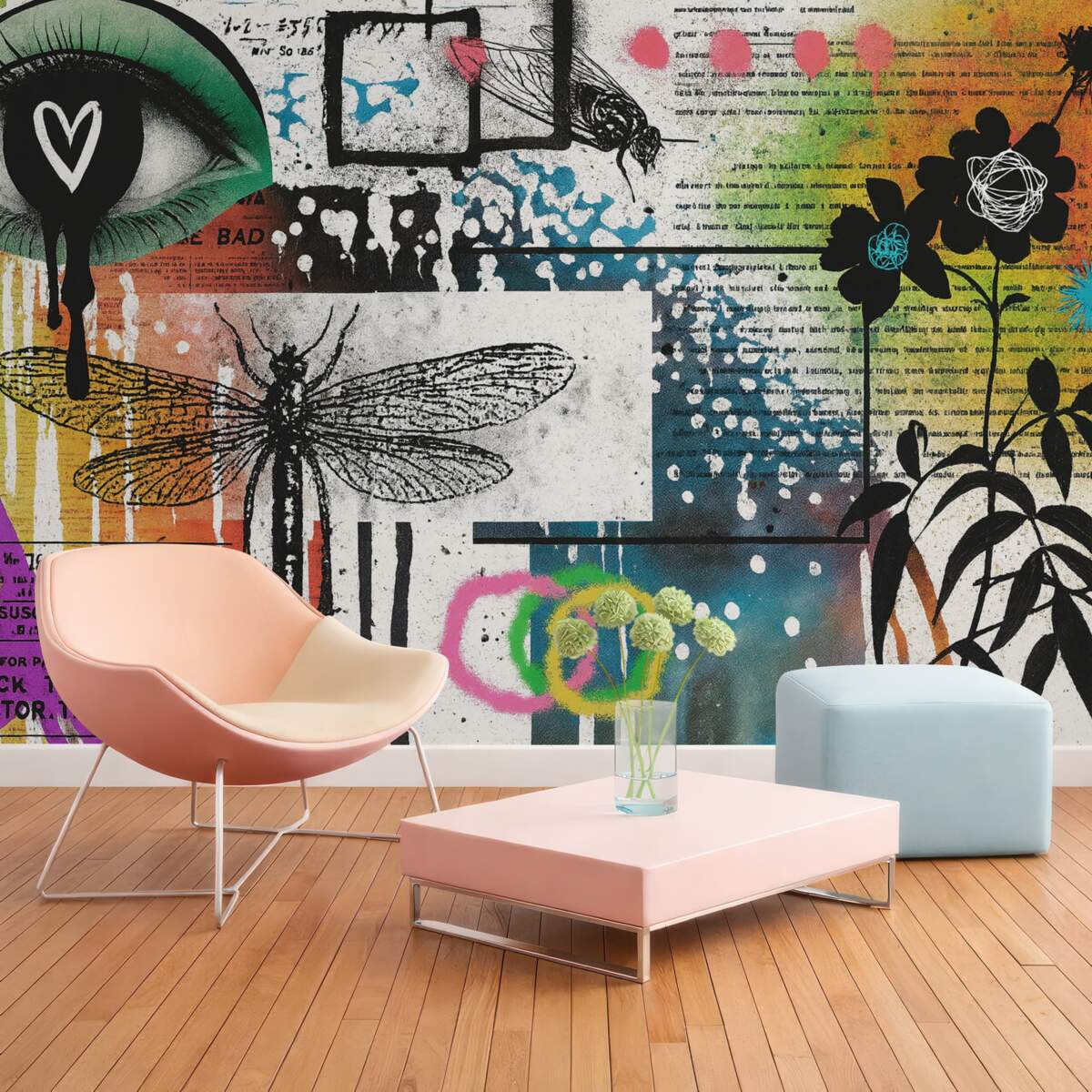 Fototapeta Graffiti, rośliny, kształty.