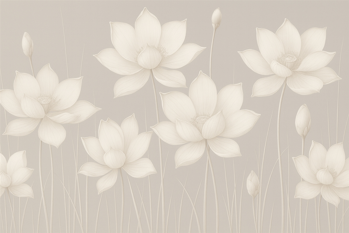 Fototapeta Obraz kwiatów w stylu minimalistycznym z delikatnymi łodygami.