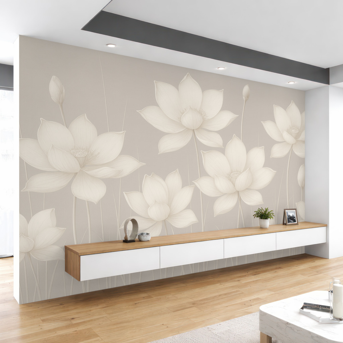 Fototapeta Obraz kwiatów w stylu minimalistycznym z delikatnymi łodygami.