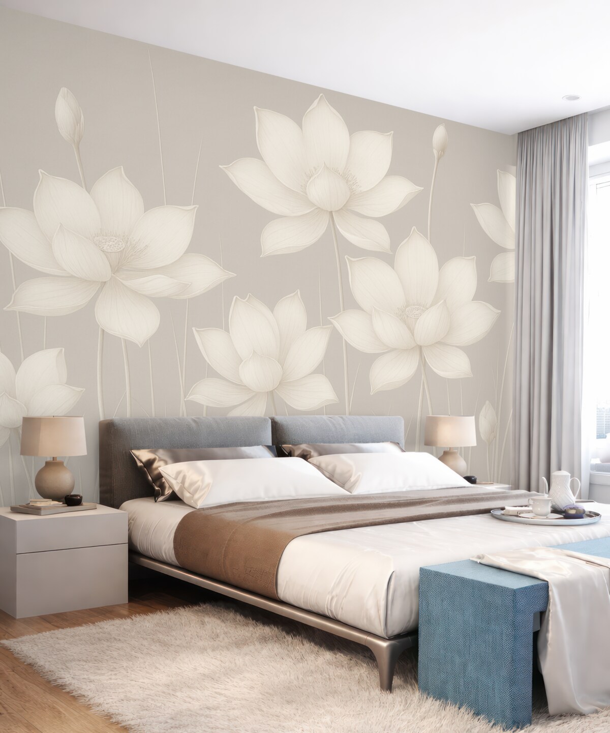 Fototapeta Obraz kwiatów w stylu minimalistycznym z delikatnymi łodygami.