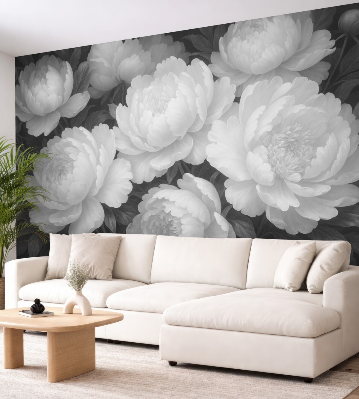 Fototapeta Czarne i białe piwonie.