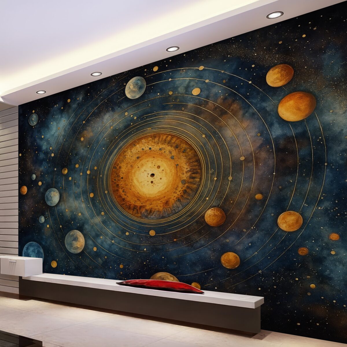 Fototapeta Twórczość kosmiczna, technika akwareli, słońce, kropki, gwiazdy, bezkresny kosmos.