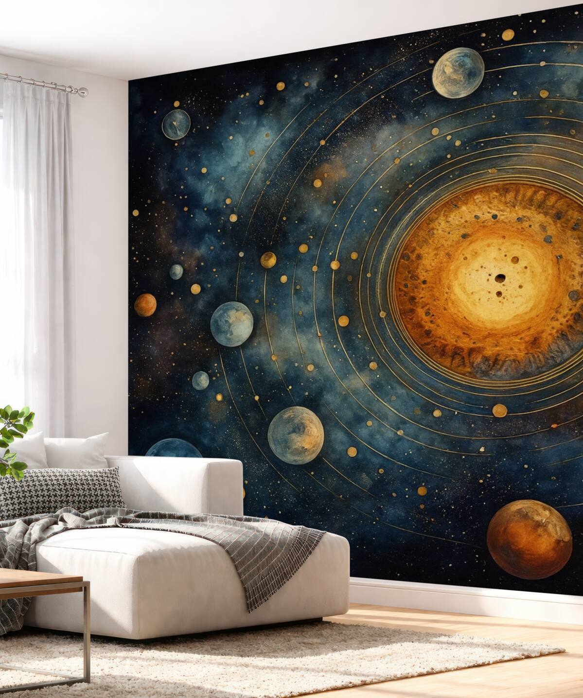 Fototapeta Twórczość kosmiczna, technika akwareli, słońce, kropki, gwiazdy, bezkresny kosmos.