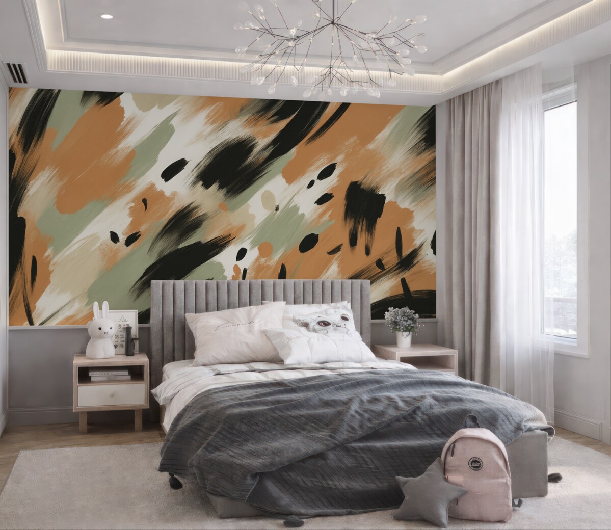 Fototapeta Dynamiczny, abstrakcyjny wzór, naśladujący technikę pociągnięć pędzla.