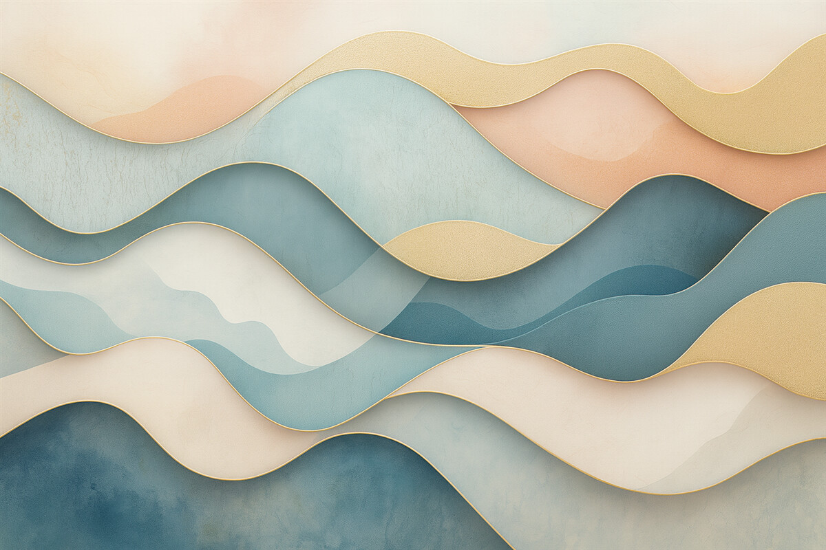 Fototapeta Falisty motyw w stylu Art Deco w odcieniach różu i błękitu.