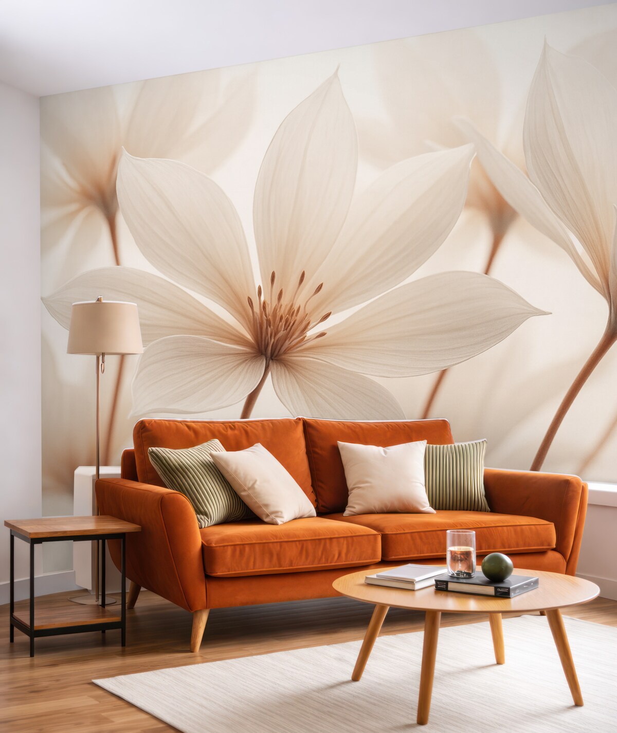 Fototapeta Kremowe kwiaty na jasnym tle.