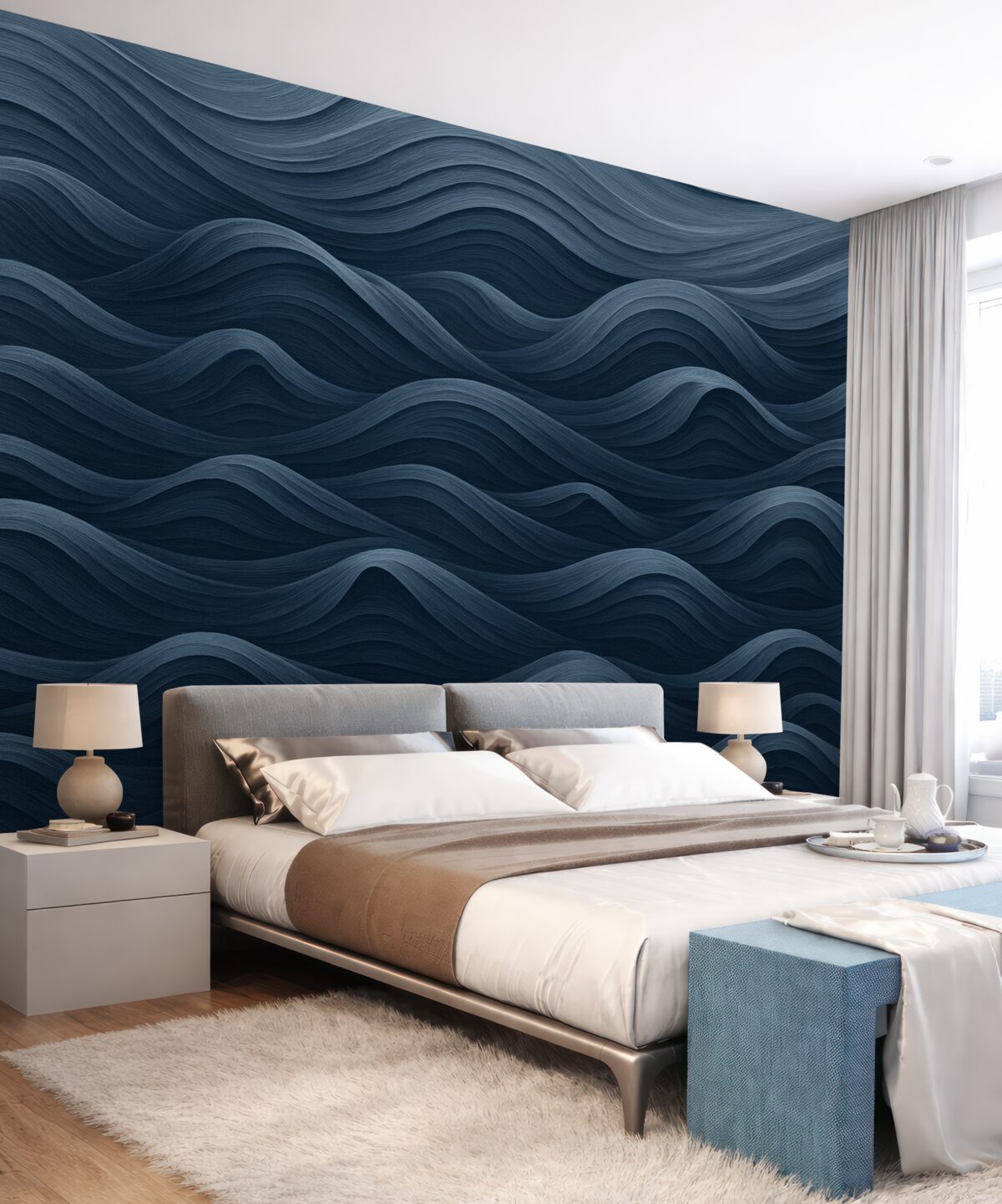 Fototapeta Fale w ciemnoniebieskim kolorze.