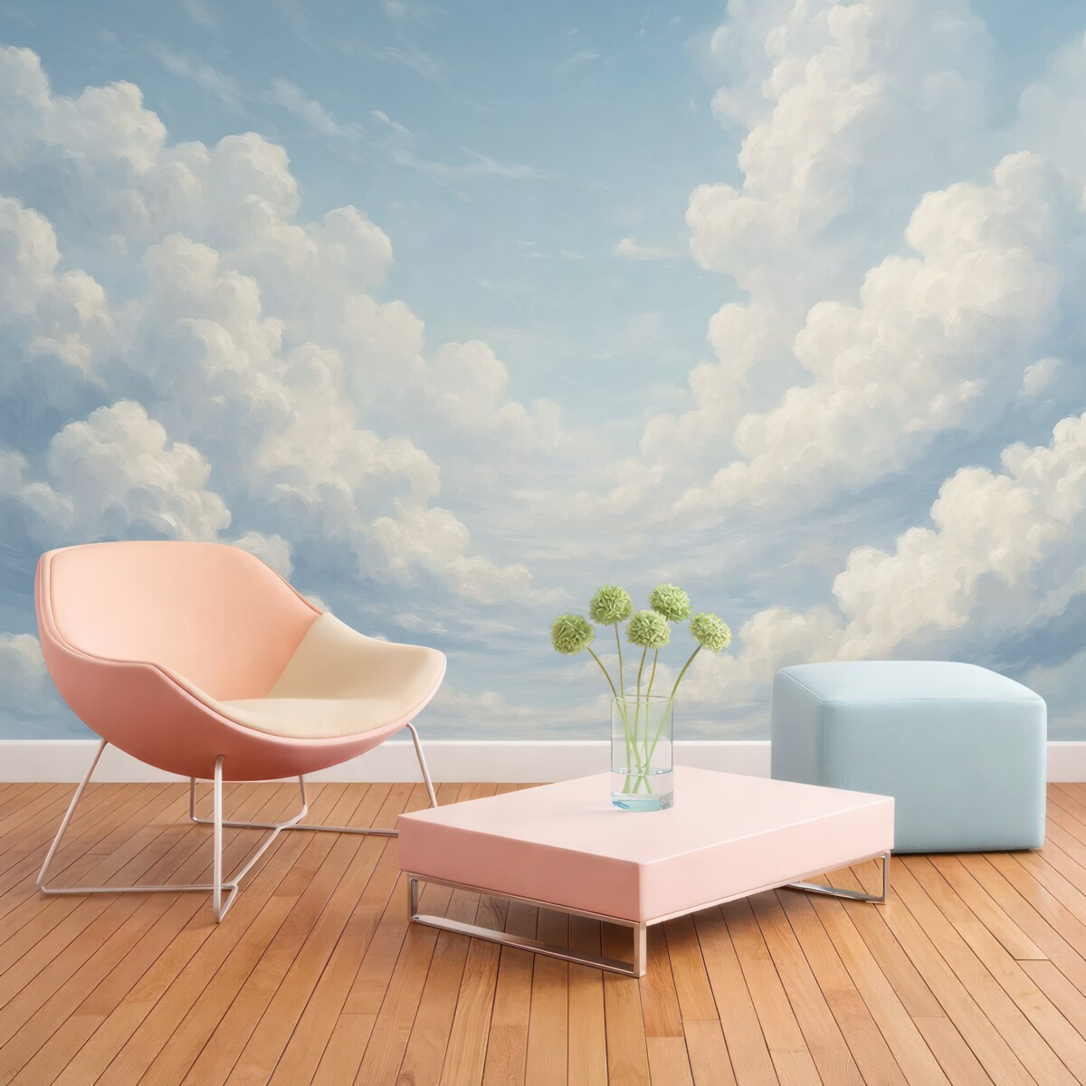 Fototapeta Błękitne niebo z symulowanymi ruchami pędzla olejnego.