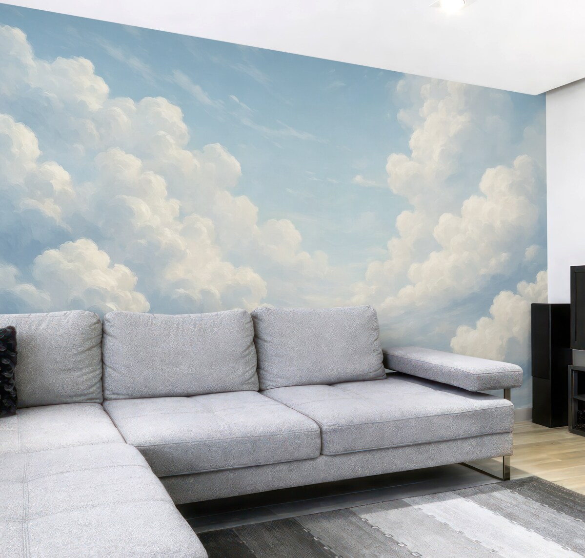 Fototapeta Błękitne niebo z symulowanymi ruchami pędzla olejnego.