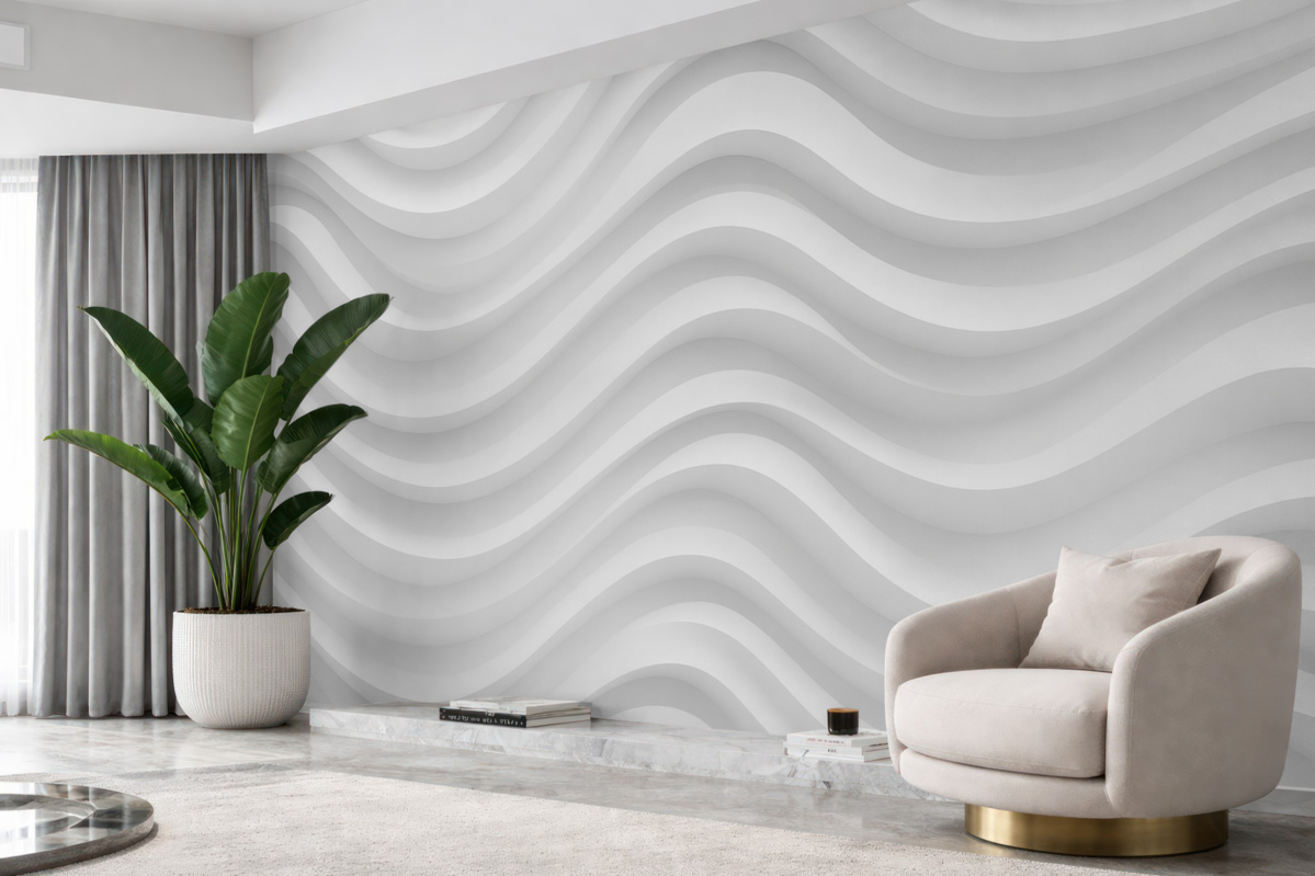 Fototapeta Srebrzyste fale w subtelnych tonach.