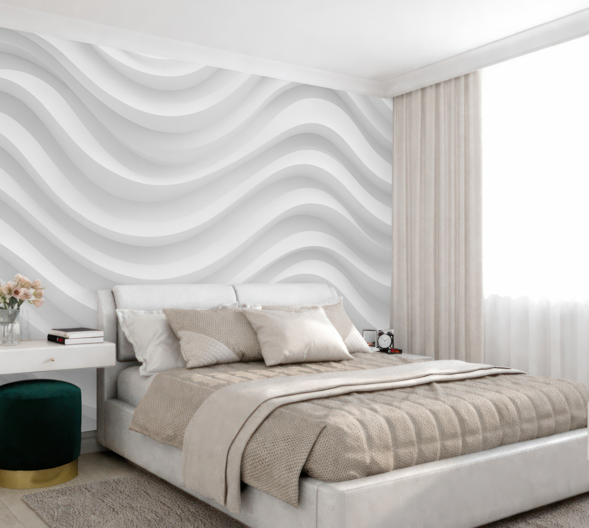 Fototapeta Srebrzyste fale w subtelnych tonach.