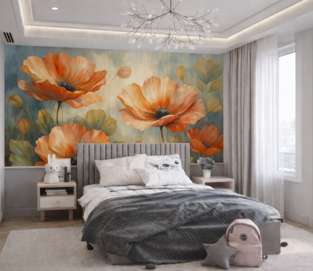 Fototapeta Maki na abstrakcyjnym tle przypominającym malarstwo.