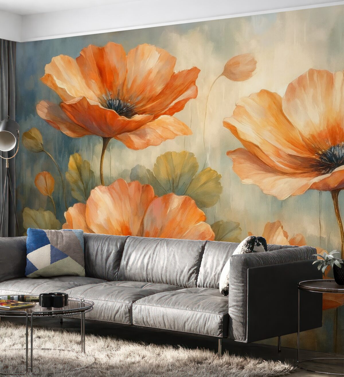 Fototapeta Maki na abstrakcyjnym tle przypominającym malarstwo.