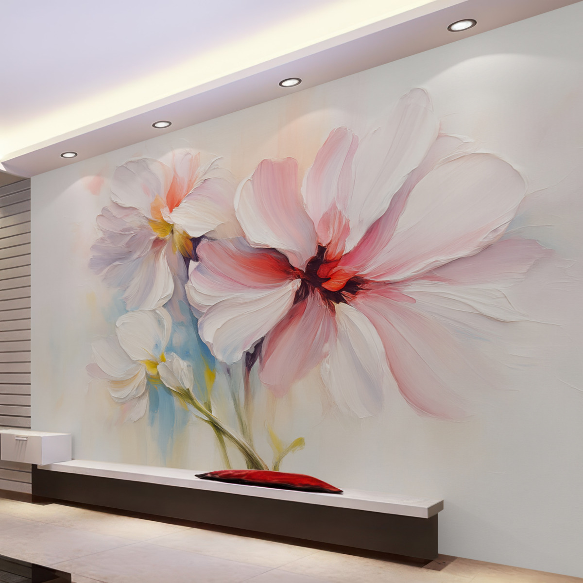 Fototapeta Kwiaty w abstrakcyjnej wersji naśladują pociągnięcia farby.