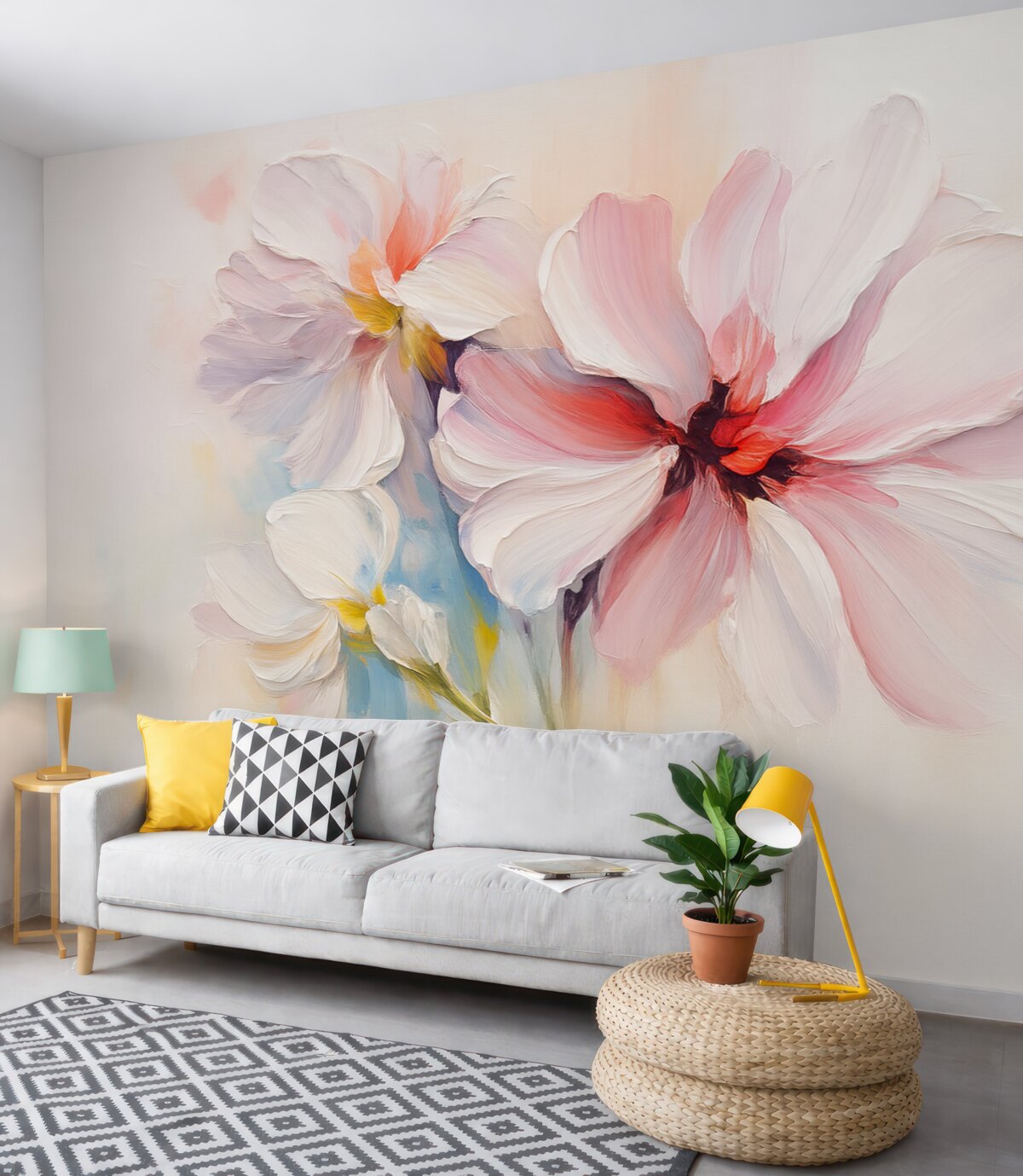 Fototapeta Kwiaty w abstrakcyjnej wersji naśladują pociągnięcia farby.