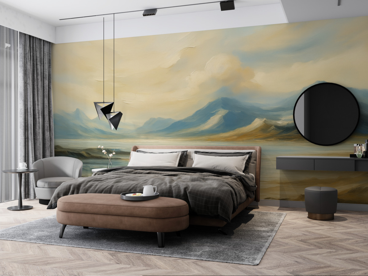 Fototapeta Górski pejzaż naśladujący sztukę malarską.