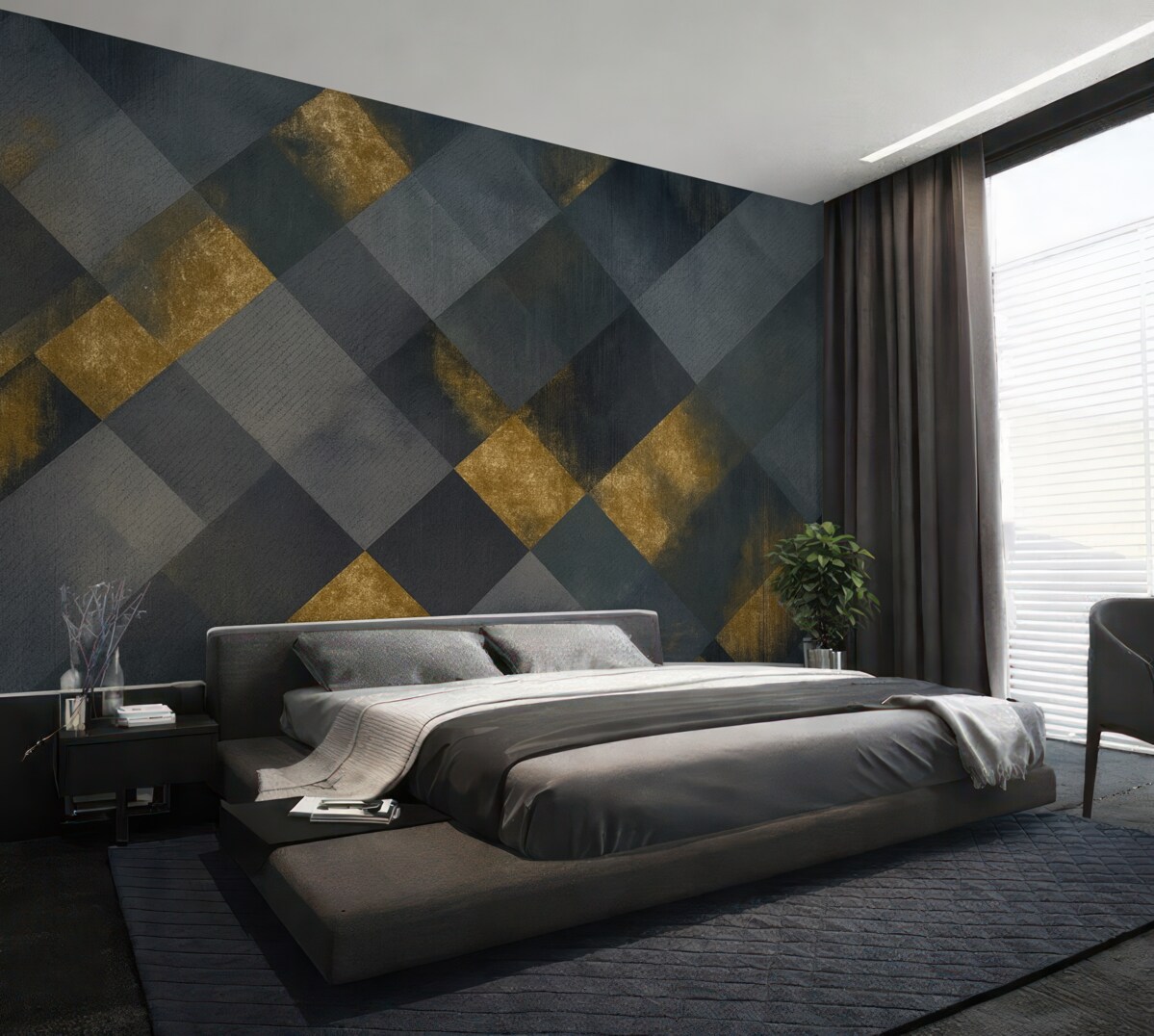 Fototapeta nowoczesna geometria w eleganckim stylu z granatowym akcentem