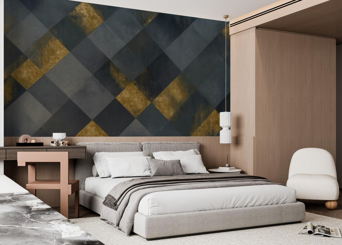 Fototapeta nowoczesna geometria w eleganckim stylu z granatowym akcentem