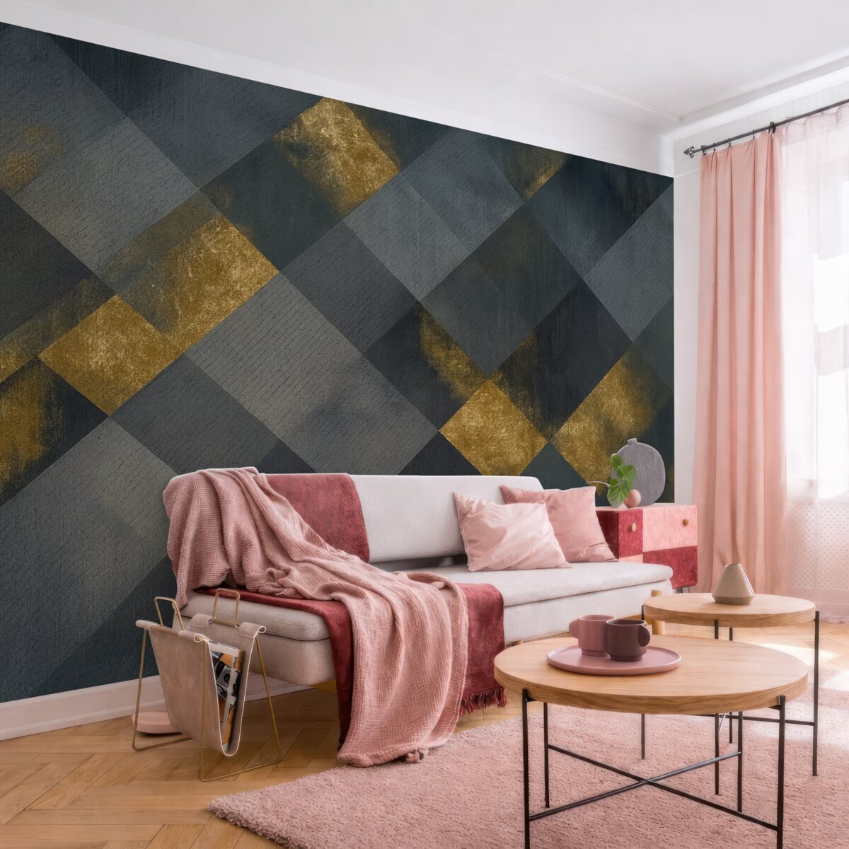 Fototapeta nowoczesna geometria w eleganckim stylu z granatowym akcentem