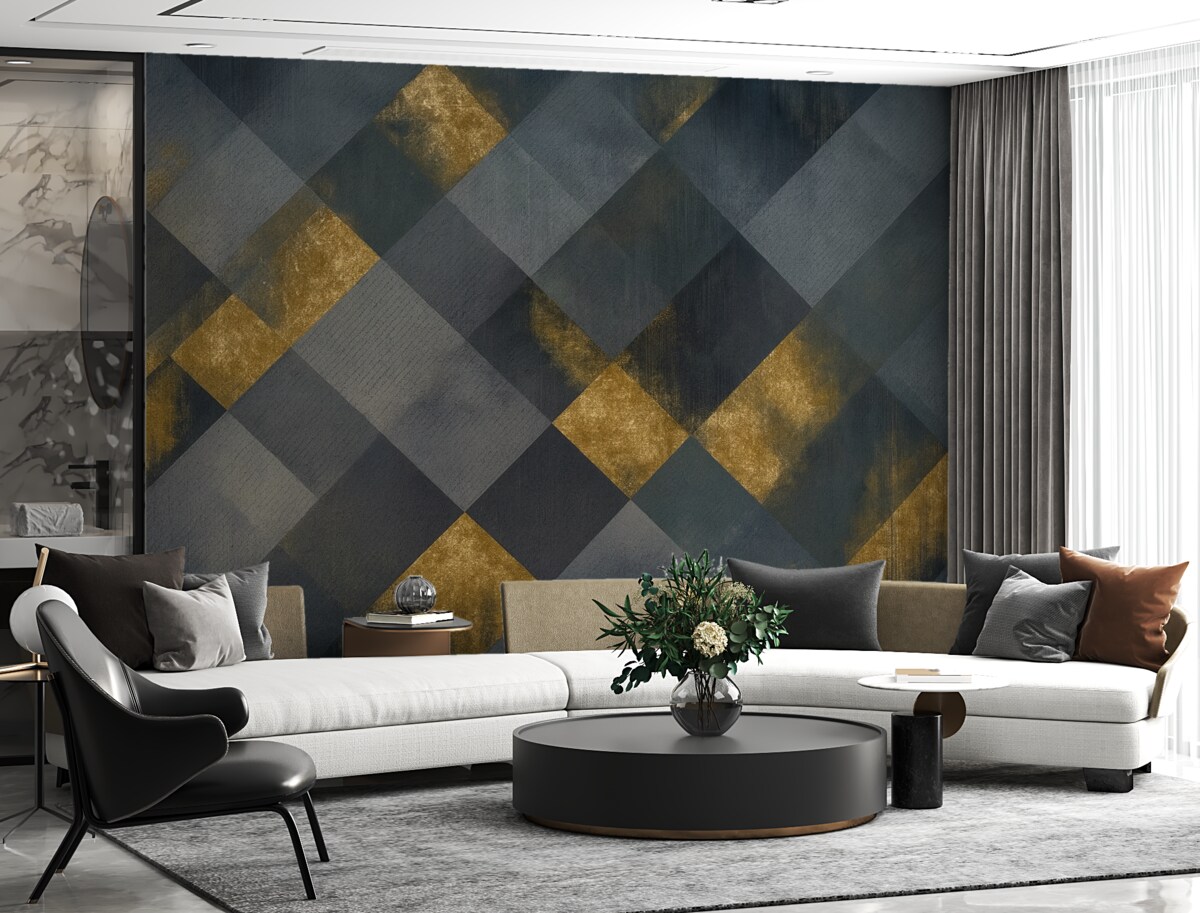 Fototapeta nowoczesna geometria w eleganckim stylu z granatowym akcentem