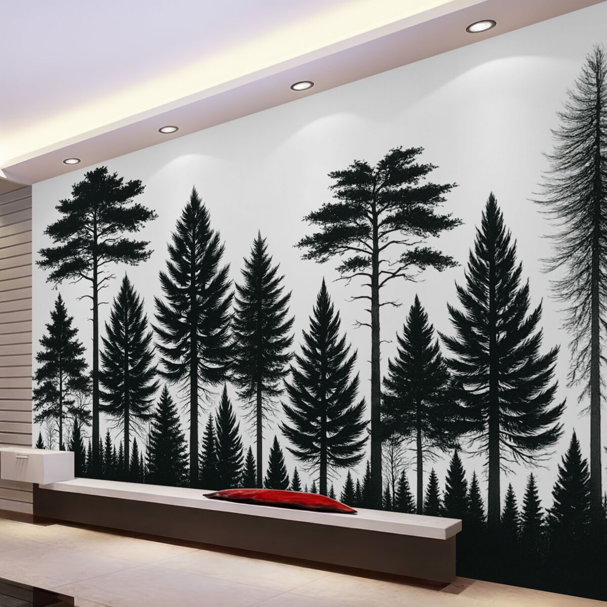 Fototapeta Drzewa w głębokozielonym wzorze.