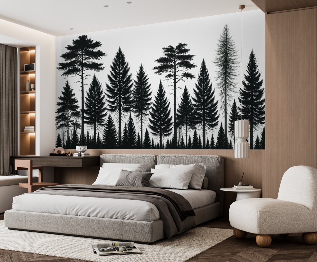 Fototapeta Drzewa w głębokozielonym wzorze.