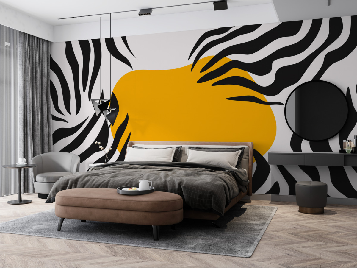 Fototapeta Pasiaste elementy i żółta abstrakcyjna plama.